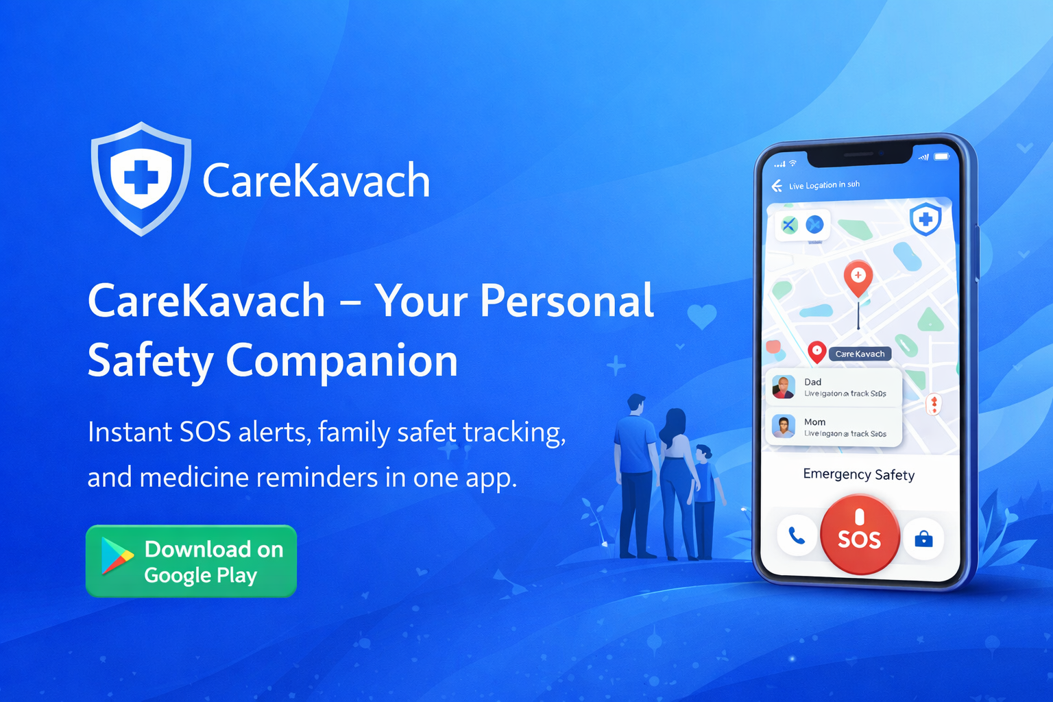 CareKavach Mobile App Main Home Dashboard Screen